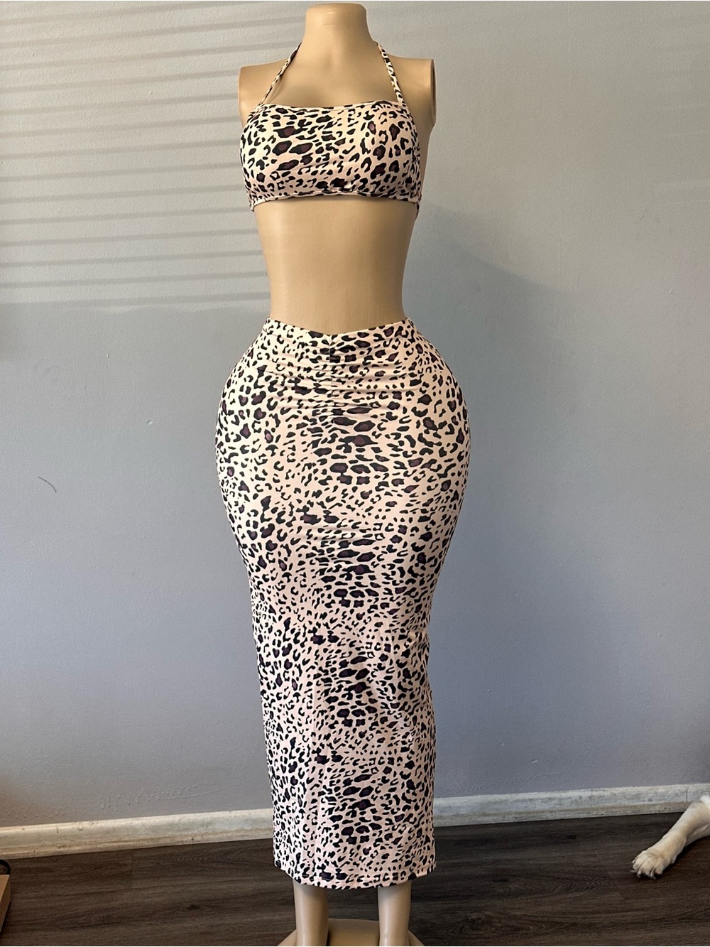 SHEIN Pink Leopard Print Maxi Skirt